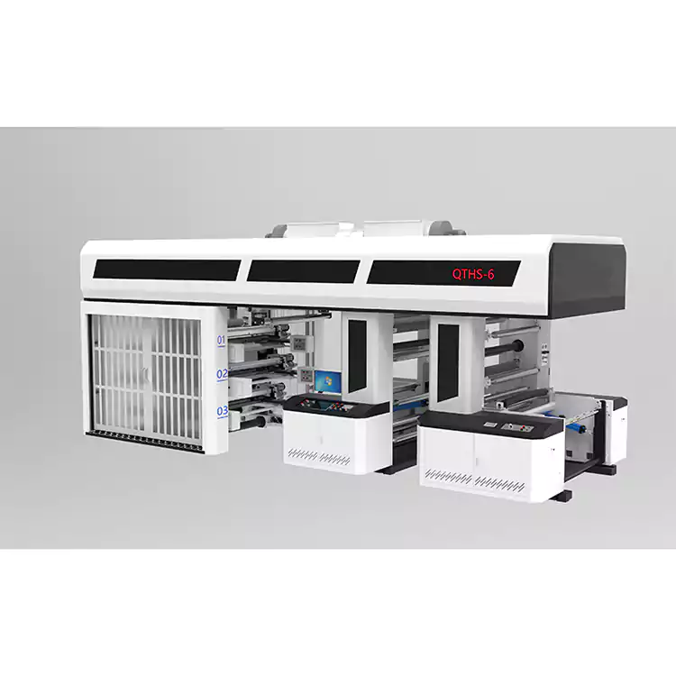 6 na Kulay Servo Drive Uri ng Gear Central Drum Flexo Printng Machine Sleeve Type